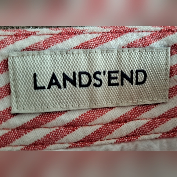 Land's End Women's Red & Ivory Linen Cotton Shorts US Size 12 - Picture 4 of 8